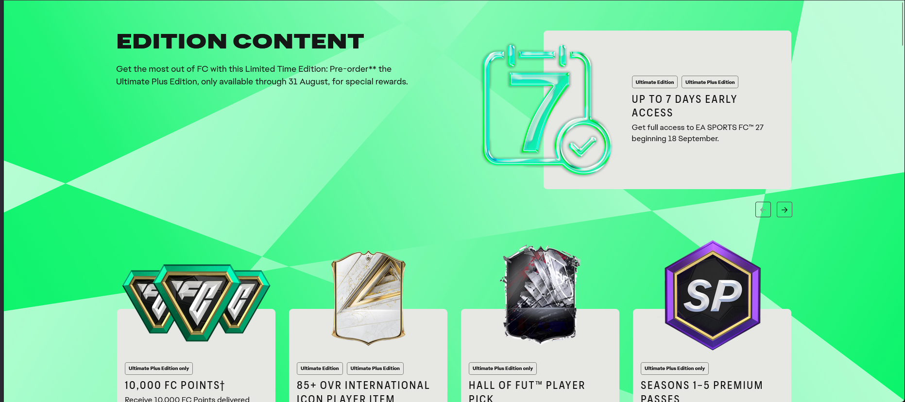 EA SPORTS FC 27 Edition Content — Ultimate & Ultimate Plus rewards